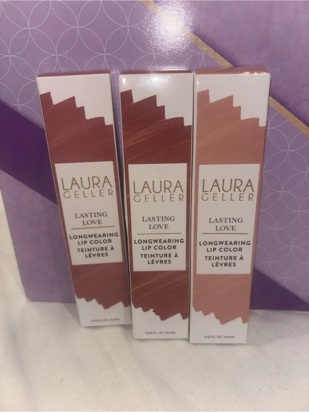 Laura Geller Lasting Love Longwear Lip Color Set NIB Mauve Buff Ginger